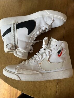 Nike Blazer Mid Zip Sneakers White/Black, Women’s Size 7